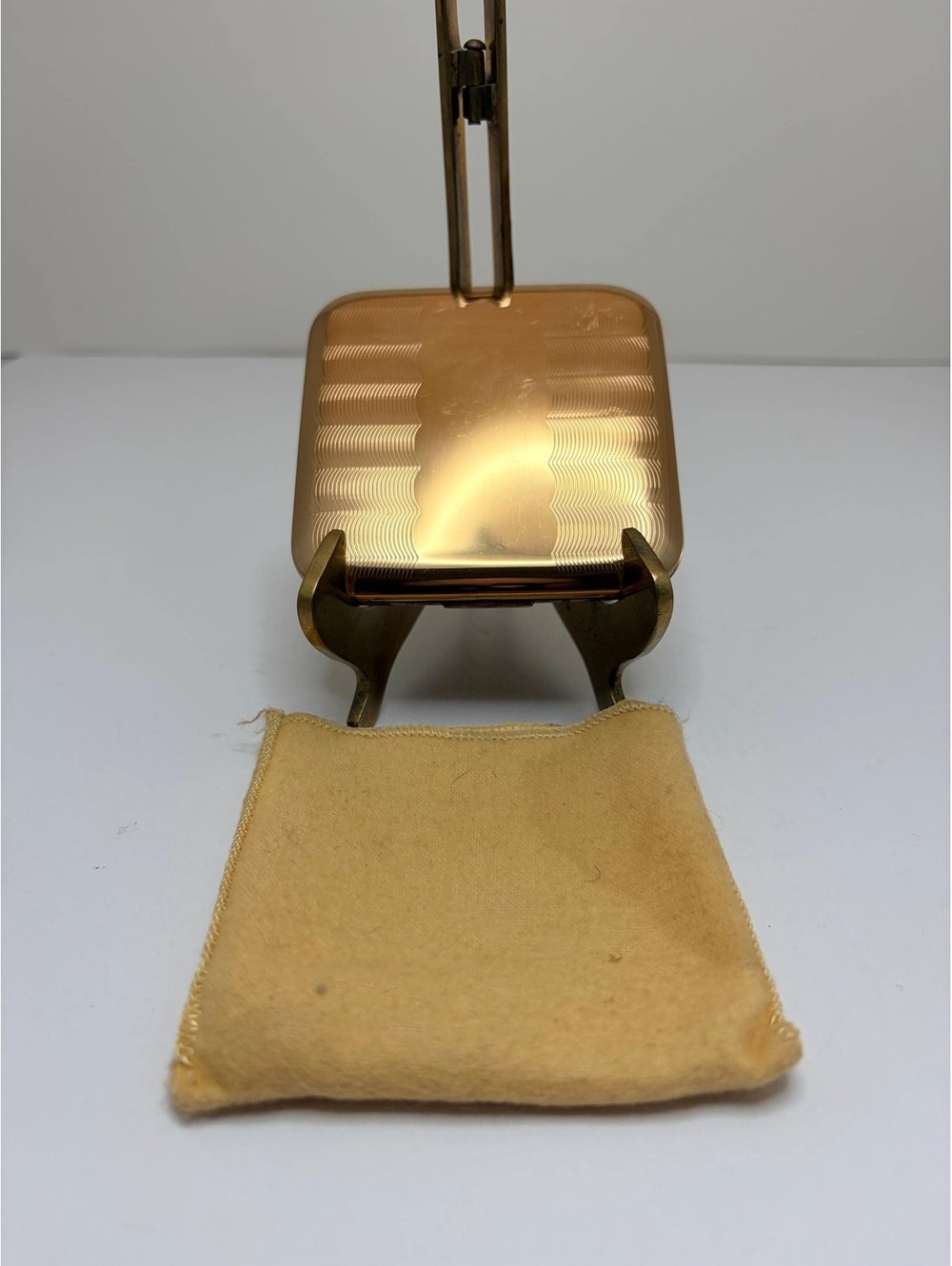 Vintage Volupté USA Gold Compact Mirror Powder Case with Puff & Pouch 1950s